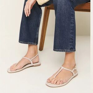 Reformation Thea Linen Sandals - Cream